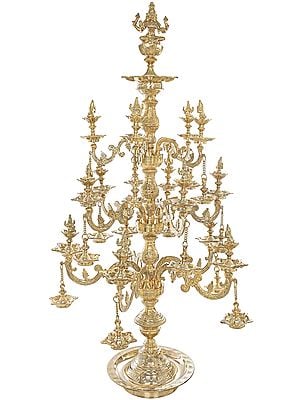 57" Profusion-Of-Lakshmi Lamp In Brass | Handmade | Made In India