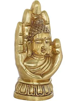 21" Buddha in Blessing Hand In Brass | Handmade | Made In India