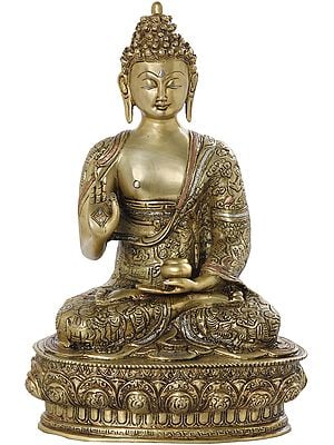 12" Tibetan Buddhist Preaching Buddha In Brass | Handmade | Made In India
