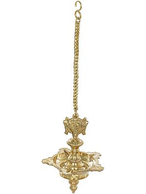 9" Roof Hanging Vaishnava Lamp In Brass | Handmade | Made In India