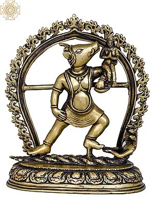 9" Varaha Avatara of Vishnu Standing On Sheshanaga With Bhudevi - Made in Nepal In Brass | Handmade | Made In India
