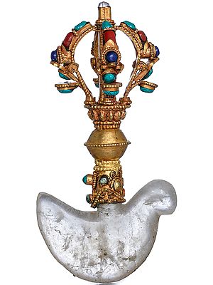 Tibetan Buddhist Crystal Chopper With Dorje Handle- Made in Nepal