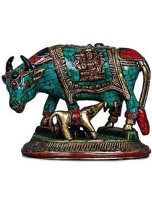 4" Small Cow and Calf In Brass | Handmade | Made In India