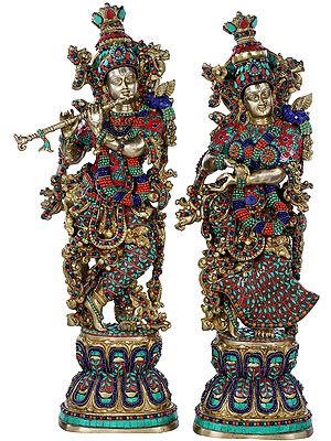 29" Radha Krishna In Brass | Handmade | Made In India