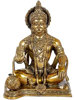 9" Blessing Hanuman In Brass | Handmade | Made In India