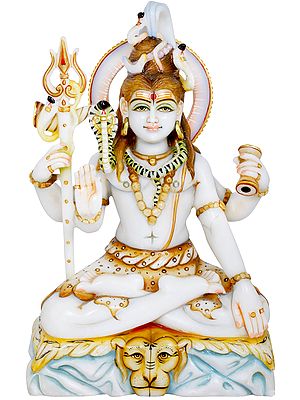 Four Armed Lord Shiva Seated on Kailasha
