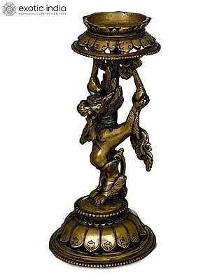 7" Brass Yamantaka Oil Lamp (Made in Nepal) | Handmade