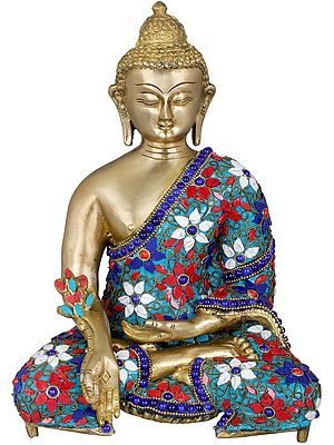 11" Tibetan Buddhist Deity Medicine Buddha In Brass | Handmade | Made In India