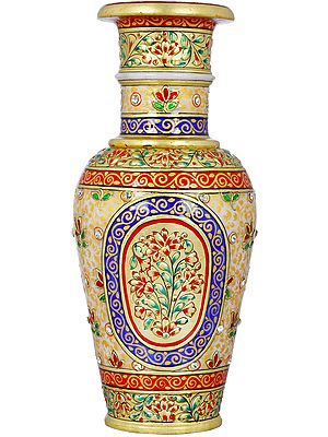 Colorfully Decorated Marble Vase