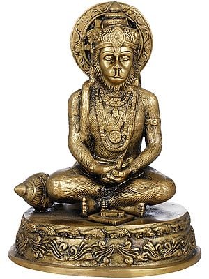 7" Lord Hanuman In Meditation In Brass | Handmade | Made In India