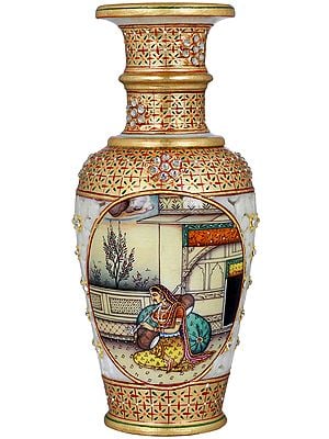Vase With Mira Bai Painted On Two Sides