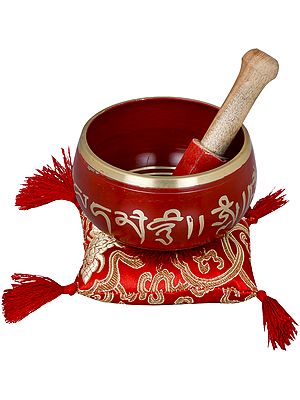 2" Tibetan Buddhist Auspicious Symbols Singing Bowl In Brass | Handmade | Made In India