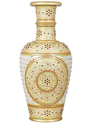 Finely Hand Painted Superfine Marble Vase With Latticework