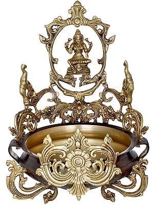 9" Devi Gajalakshmi Urli, A Statement In Auspiciousness In Brass | Handmade | Made In India