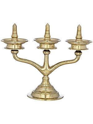 9" South Indian Traditional Lamp In Brass | Handmade | Made In India