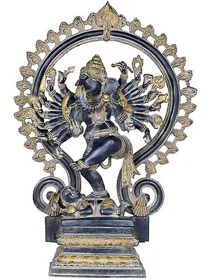 25" Sixteen Armed Dancing Ganesha Represented as Nataraja In Brass | Handmade | Made In India