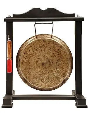 22" Suspended Bronze Gong With Wooden Mallet | Bronze & Wood | Handmade| Made in India