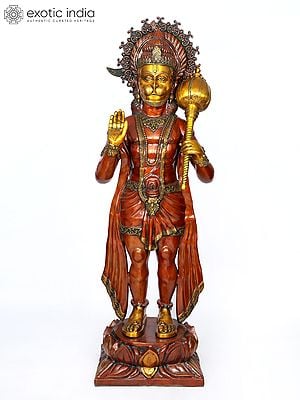 77" Super Large Blessing Hanuman Brass Statue | Handmade | Made In India