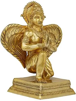 22" Namaskaram Lord Garuda With The Majestic Wings In Brass | Handmade | Made In India