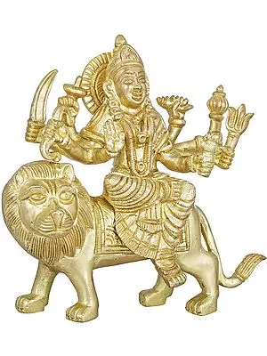 5" Devi Durga In Brass | Handmade | Made In India
