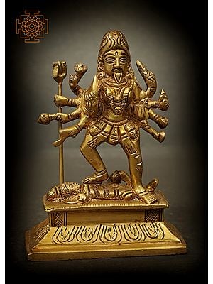 4" Small Size Goddess Kali Statue In Brass | Handmade | Made In India