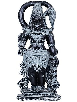 11" Standing Hanuman In Stone | Handmade | Made In South India