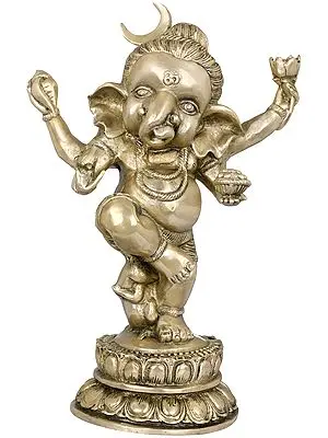 15" The Joyous Baby Dancing Ganesha In Brass | Handmade | Made In India