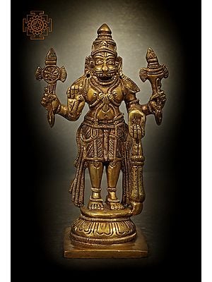 5" Lord Vishnu in His Narasimha Avatar In Brass | Handmade | Made In India