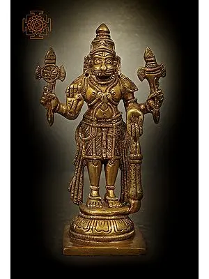 5" Lord Vishnu in His Narasimha Avatar In Brass | Handmade | Made In India