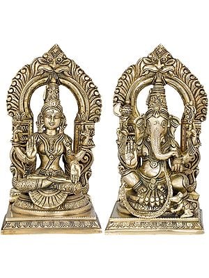 11" Shri Lakshmi Ganesha In Brass | Handmade | Made In India