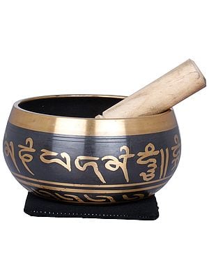 5" Tibetan Buddhist Singing Bowl with Five Dhyani Buddhas Inside In Brass | Handmade | Made In India