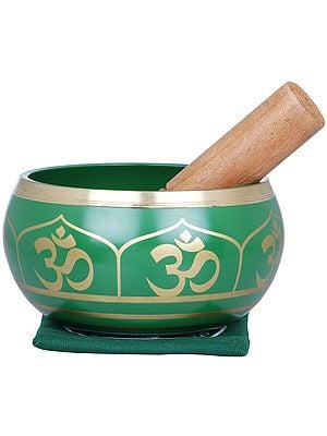 5" Tibetan Buddhist OM Singing Bowl in Brass | Handmade | Made in India