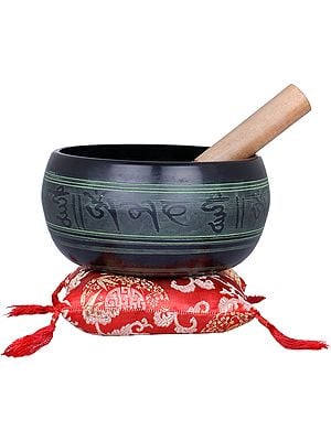 7" Singing Bowl with Five Dhyani Buddhas and Mantras - Tibetan Buddhist In Brass | Handmade | Made In India