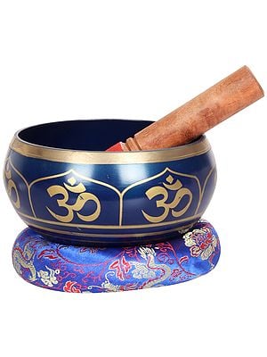 6" The Auspicious Syllable OM singing Bowl - Tibetan Buddhist In Brass | Handmade | Made In India