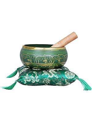 6" Om Mani Padme Hum Tibetan Buddhist Singing Bowl In Brass | Handmade | Made In India