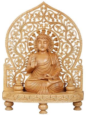 Tibetan Buddhist Lord Buddha Idol | Wooden Statue from Jaipur
