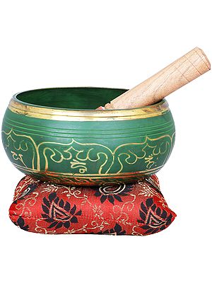 6" Tibetan Buddhist Auspicious Mantras Singing Bowl In Brass | Handmade | Made In India