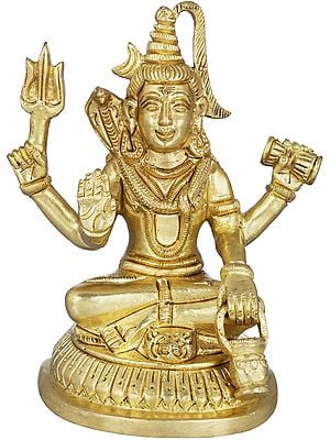 5" Chaturbhuja Bhagawan Shiva Statue in Brass | Handmade | Made in India
