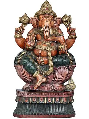 Lord Ganesha In The Lap Of A Lotus