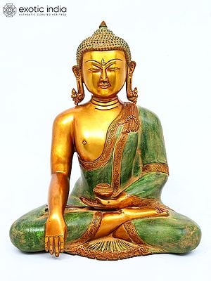 14" Buddha with Pinda-Patra In Brass | Handmade | Made In India