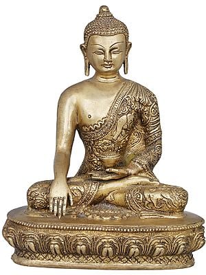 9" Tibetan Buddhist Deity Gautama Buddha in Brass | Handmade | Made In India
