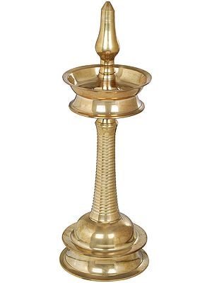 23" Traditional Lamp From Kerala (Vilakku) In Brass | Handmade | Made In India