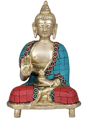 5" Tibetan Buddhist Blessing Buddha In Brass | Handmade | Made In India