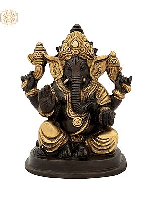 4" Small Ganesha Statue in Brass | Handmade | Made in India