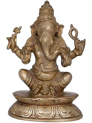 7" Bhagawan Ganesha Sculpture in Brass | Handmade | Made in India