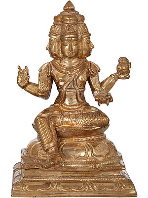 4" Four Headed Bhagawan Brahma | Handmade | Madhuchista Vidhana (Lost-Wax) | Panchaloha Bronze from Swamimalai