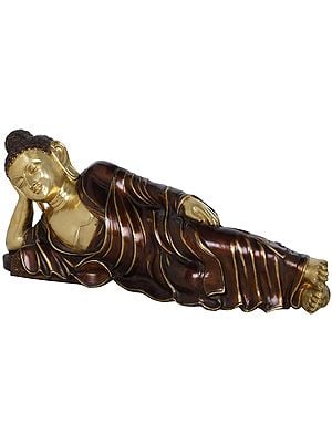 23" Mahaparinirvana Reclining Buddha (Tibetan Buddhist) In Brass | Handmade | Made In India