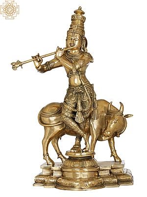 25" Murlimanohar – One who Looks Beautiful with a Flute | Krishna | Brass | Handmade | Made In India