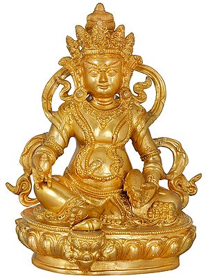 10" Tibetan Buddhist God Of Wealth - Kubera In Brass | Handmade | Made In India