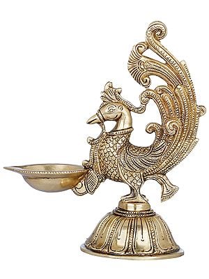 8" Peacock Lamp in Brass | Handmade | Made in India
